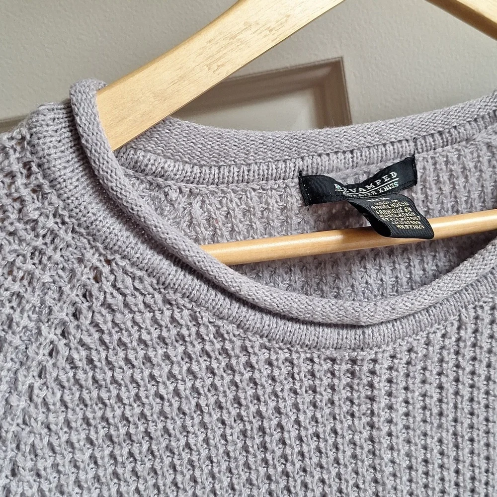 Revamped Lilac Waffleknit Crew Neck Sweater - Picture 6 of 8